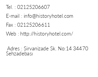 Hotel History iletiim bilgileri